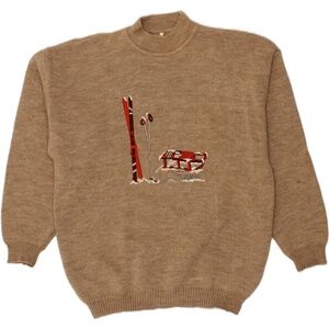 VINTAGE Mens Graphic Turtle Neck Jumper Sweater XL